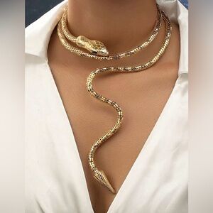 Lily Gold Snake Reptile Necklace